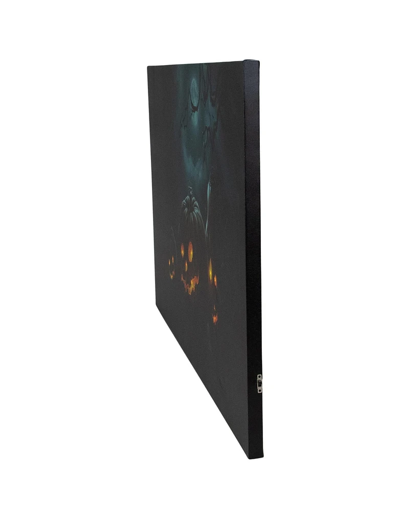 Led Lighted Spooky Halloween Jack-o-Lanterns Canvas Wall Art, 23.5" x 15.75"