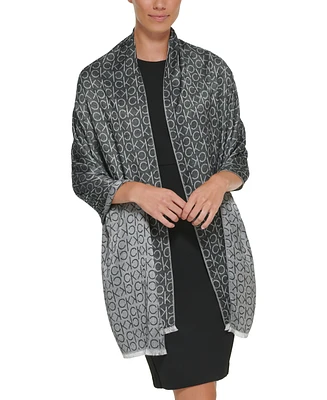 Calvin Klein Monogram Ck Logo-Print Pashmina Wrap Scarf