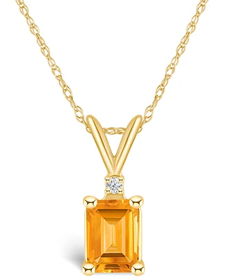 Citrine (1 ct. t.w.) and Diamond Accent Pendant Necklace 14K Yellow Gold or White