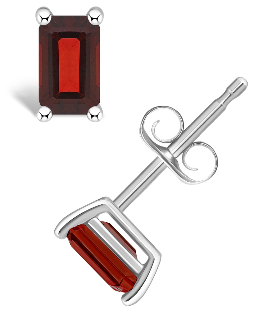 Macy's Garnet Stud Earrings (3/4 ct.t.w) 14K White Gold Plated or Yellow