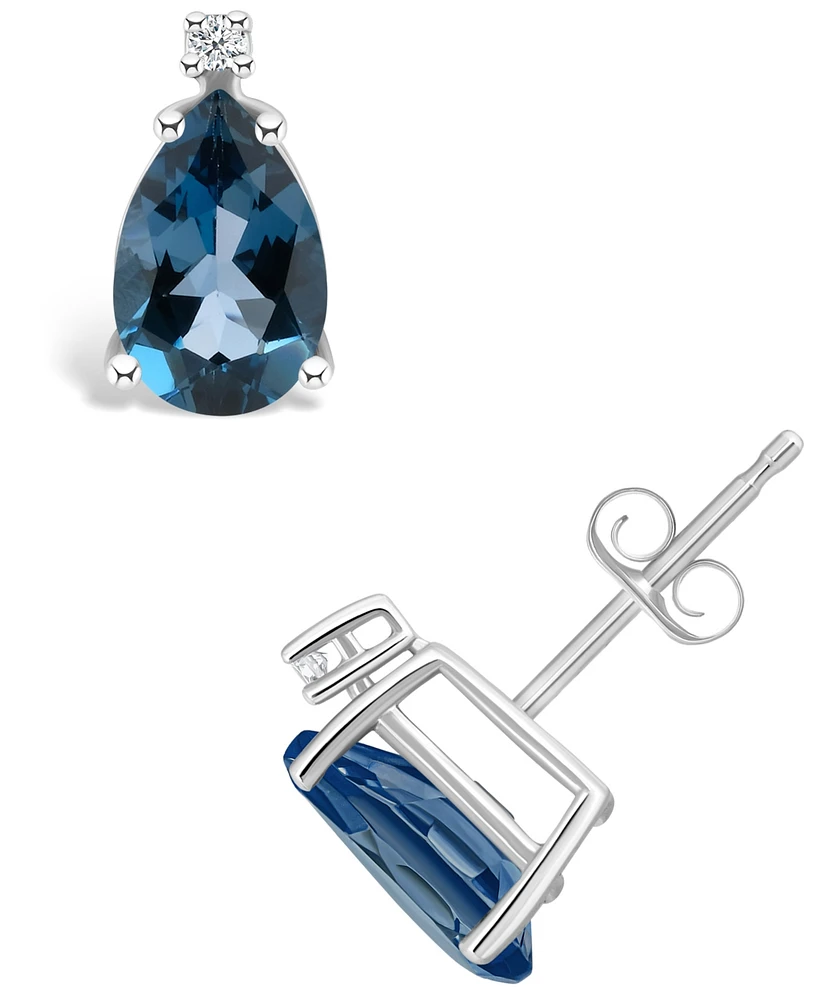 London Blue Topaz (2-1/10 ct. t.w.) and Diamond Accent Stud Earrings 14K Yellow Gold or White