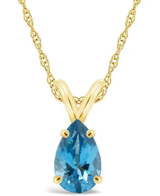 Blue Topaz Pendant Necklace (1-3/8 ct.t.w) in 14K Yellow Gold