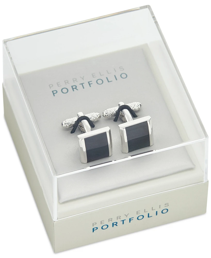 Perry Ellis Portfolio Men's Black Square Cufflinks