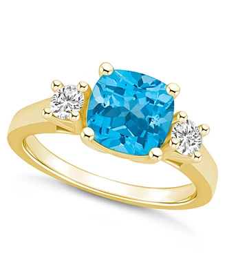 Macy's Blue Topaz (2-3/4 ct. t.w.) and Diamond (1/3 Ring 14K Yellow Gold