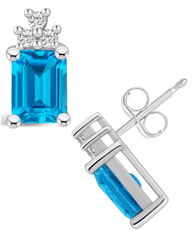 Macy's Topaz (4 ct. t.w.) and Diamond (1/5 ct. t.w.) Stud Earrings in 14K White Gold