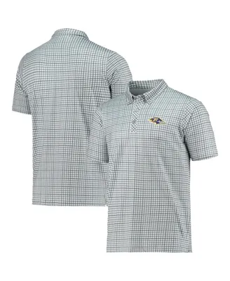 Men's Antigua Gray, Black Baltimore Ravens Deliver Button-Down Polo Shirt