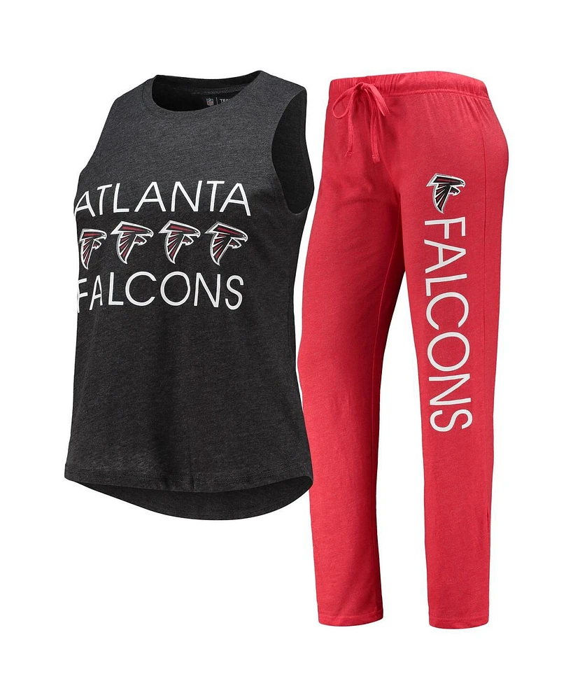 Women's Concepts Sport Red, Black Atlanta Falcons Muscle Tank Top and Pants Sleep Set