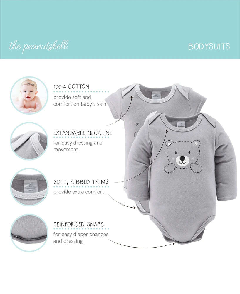 The Peanutshell Baby Boys Newborn Shower Gift Set Layette Essentials, Grey, White