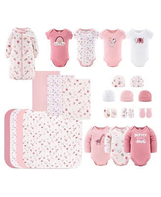 The Peanutshell Baby Girls Newborn Shower Gift Set Layette Essentials, Pink