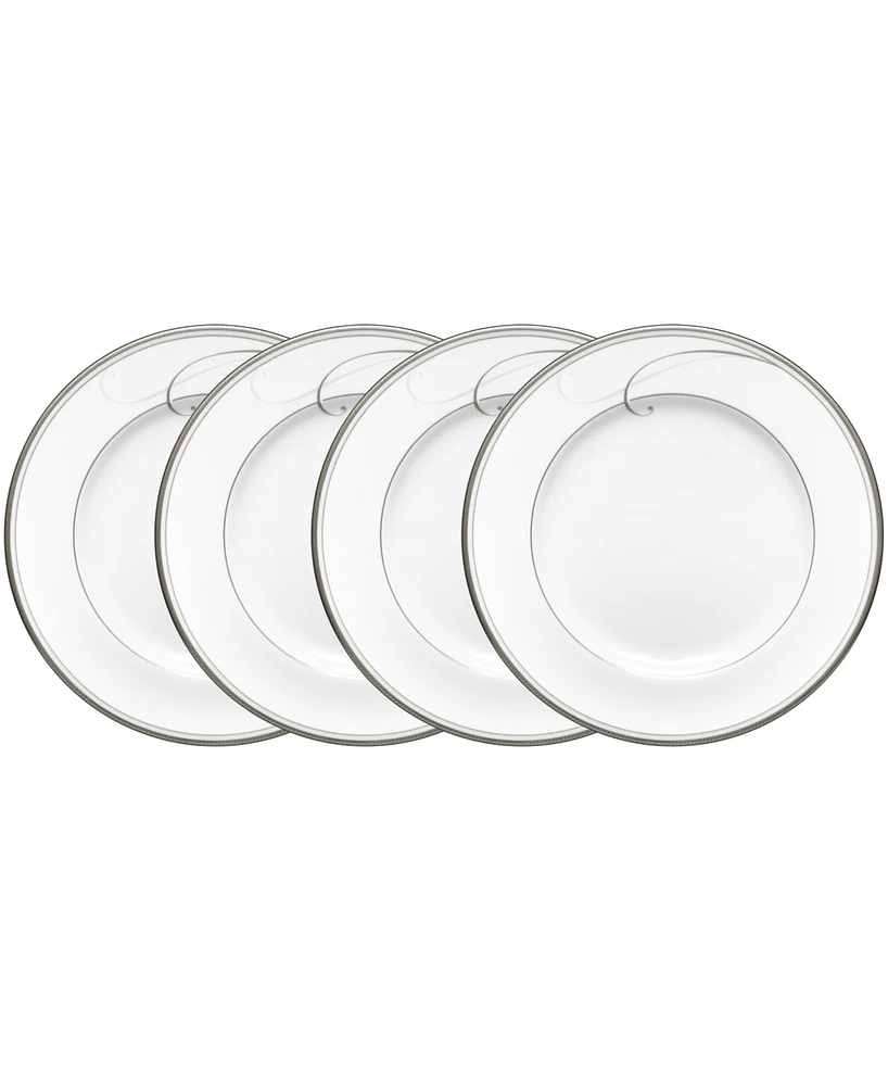 Noritake Platinum Wave Set of 4 Bread Butter and Appetizer Plates, Service For 4