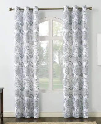 No. 918 Janelle Medallion Floral Semi Sheer Grommet Curtain Panel