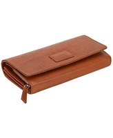 Mancini Women's Croco Collection Rfid Secure Clutch Wallet