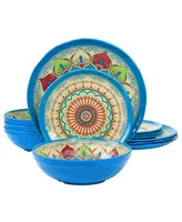 Elama Mandala Micaela Melamine 12 Pc. Dinnerware Set, Service for 4