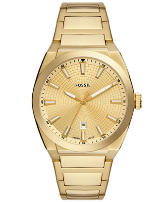 Fossil Men's Everett Three-Hand Date Gold-Tone Stainless Steel Bracelet Watch, 42mm