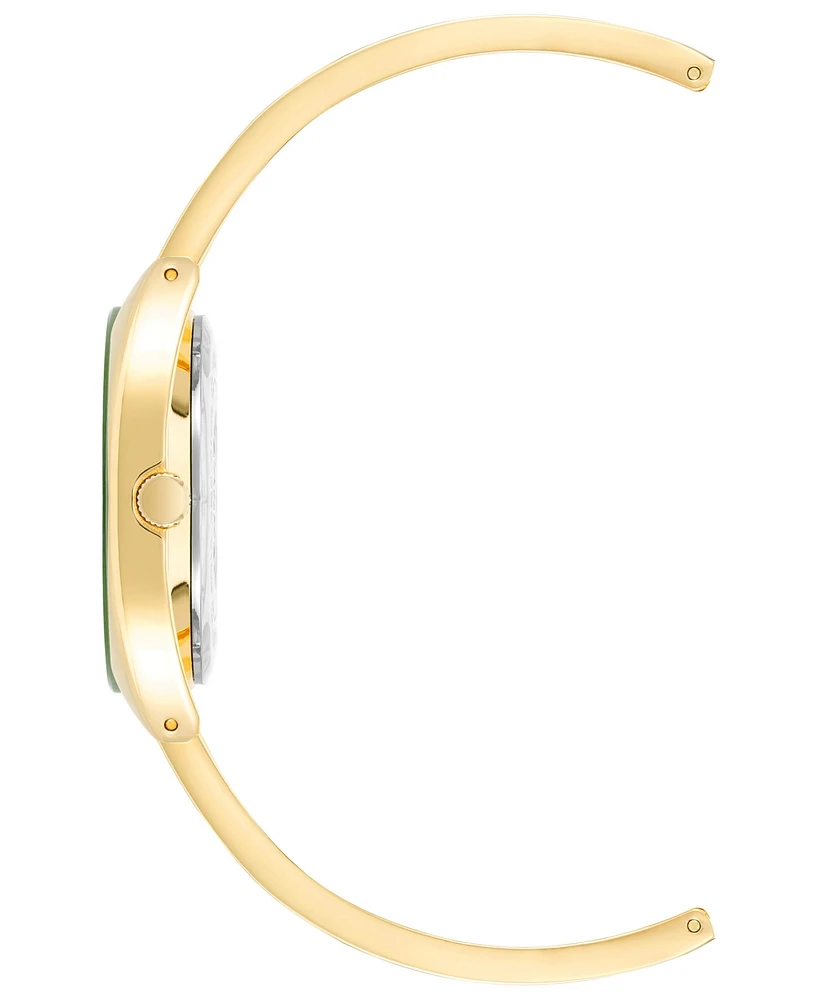 Anne Klein Women's Three-Hand Quartz Green and Gold-Tone Alloy Bangle Watch, 34mm