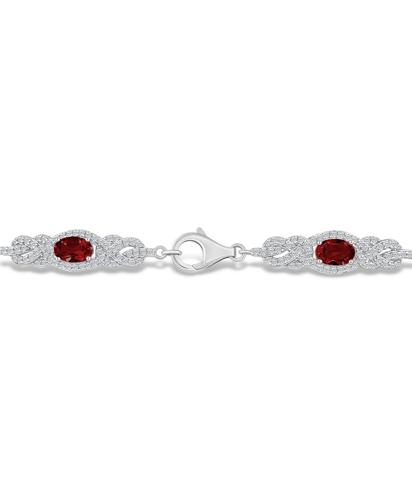 Macy's Garnet (3 1/2 ct. t.w.) and Topaz (2 1/10 ct. t.w.) Bracelet in Sterling Silver