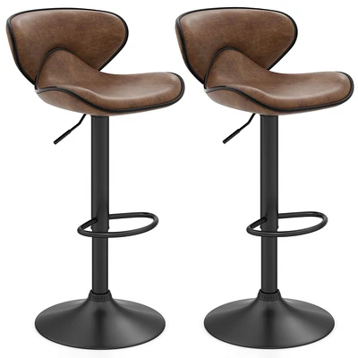 Set of 2 Adjustable Bar Stools Swivel Bar Chairs Pub Kitchen
