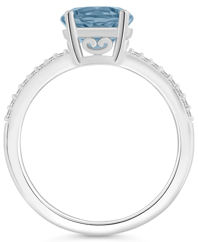 Macy's Women's Sky Blue Topaz (-/5 ct.t.w.) and Diamond (1/10 Ring Sterling Silver