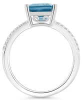 Macy's Women's Sky Blue Topaz (4-1/4 ct.t.w.) and Diamond (1/10 Ring Sterling Silver