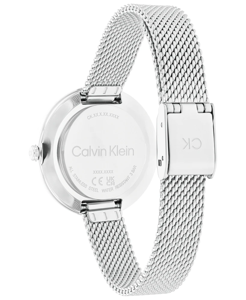 Calvin Klein Women's Silver-Tone Stainless Steel Mesh Bracelet Watch 30mm