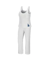 Women's Wear by Erin Andrews Cream Los Angeles Dodgers Plus Cozy Tank Top and Pants Set
