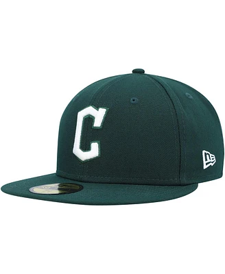 Men's New Era Green Cleveland Guardians Logo White 59FIFTY Fitted Hat