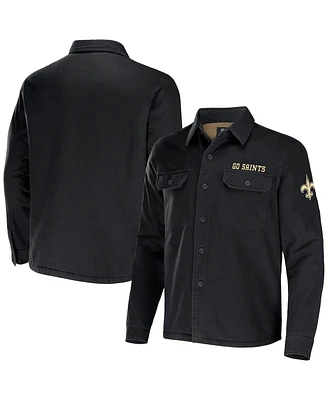 Men's Nfl x Darius Rucker Collection by Fanatics Black New Orleans Saints Canvas Button-Up Shirt Jacket