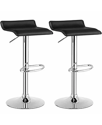 Costway Set of 2 Swivel Bar Stool Pu Leather Adjustable Bar Chair