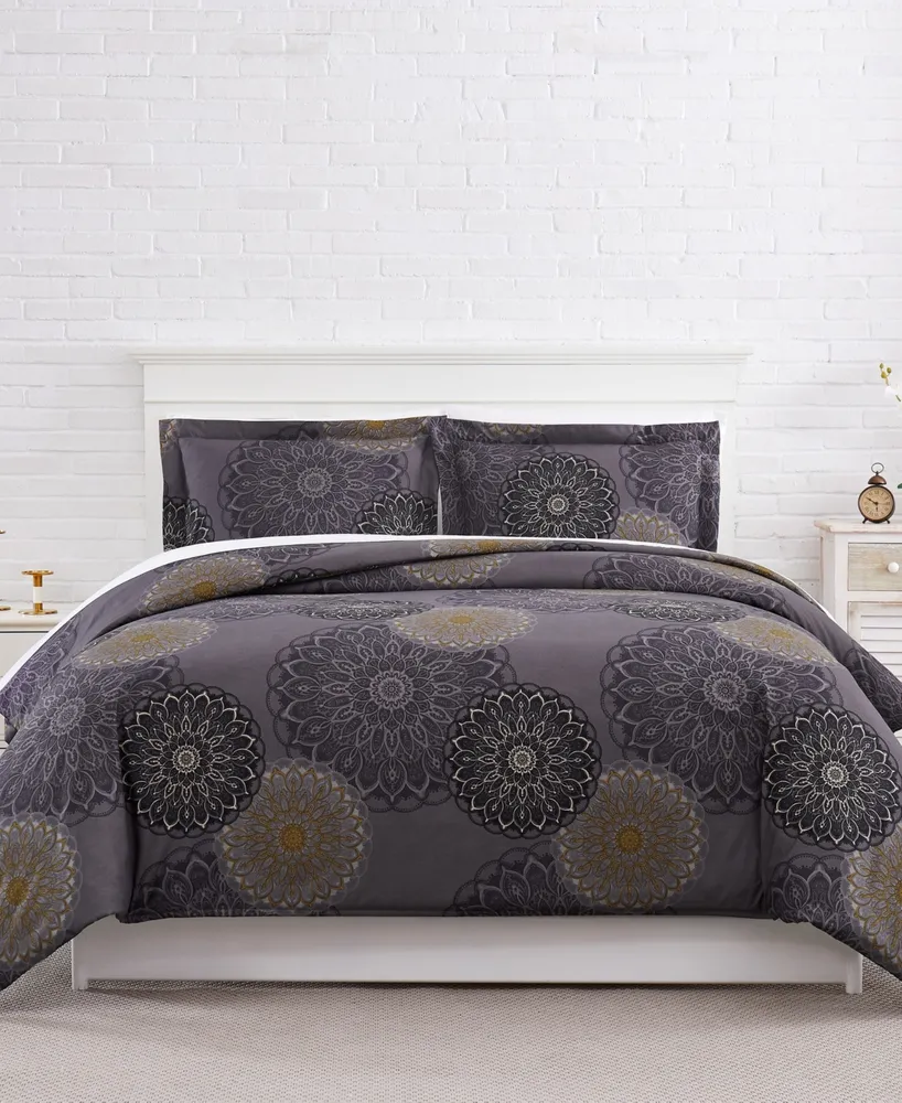 Southshore Fine Linens Midnight Floral 3-Pc. Comforter Set