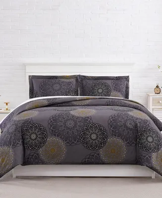 Southshore Fine Linens Midnight Floral 3-Pc. Comforter Set