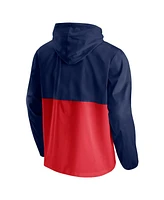Men's Fanatics Navy and Red Washington Wizards Anorak Block Party Windbreaker Half-Zip Hoodie Jacket