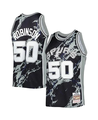 Men's Mitchell & Ness David Robinson Black San Antonio Spurs 1998-99 Hardwood Classics Marble Swingman Jersey