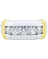 Grown With Love Men's Lab Diamond Horizontal Five Stone Ring (1-1/2 ct. t.w.) 10k Two-Tone Gold