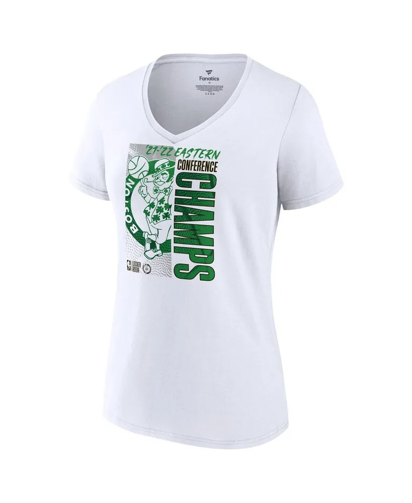 Women's Fanatics White Boston Celtics 2022 Eastern Conference Champions Plus Size Locker Room V-Neck T-shirt