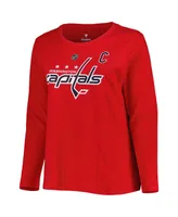 Women's Alexander Ovechkin Red Washington Capitals Plus Size Name and Number Long Sleeve T-shirt