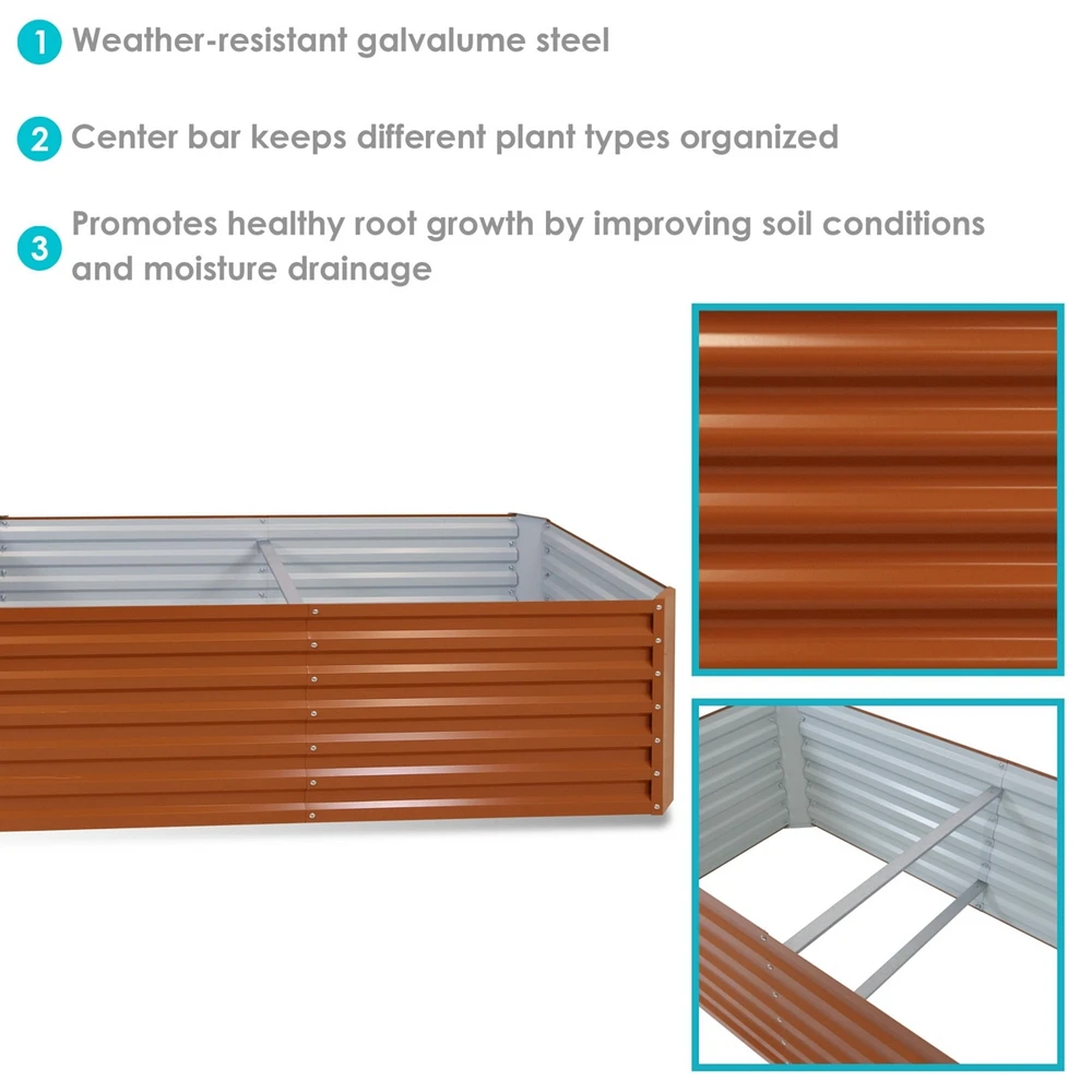 Outdoor Vegetable or Flower Galvalume Steel Raised Garden Bed for Backyard or Garden - Rectangle - 71"