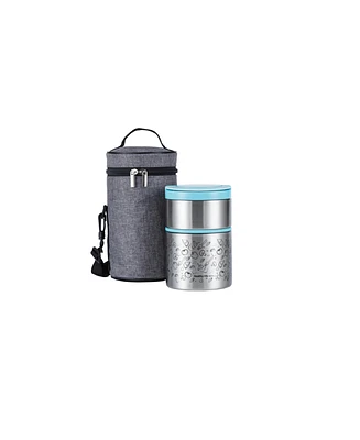 Lille Home 32OZ Vacuum Insulated Stackable Lunch Box With Lunch Bag, Blue