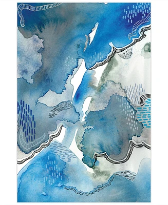 Empire Art Direct 'Subtle Blues I' Frameless Free Floating Tempered Glass Panel Graphic Wall Art, 32" x 48"