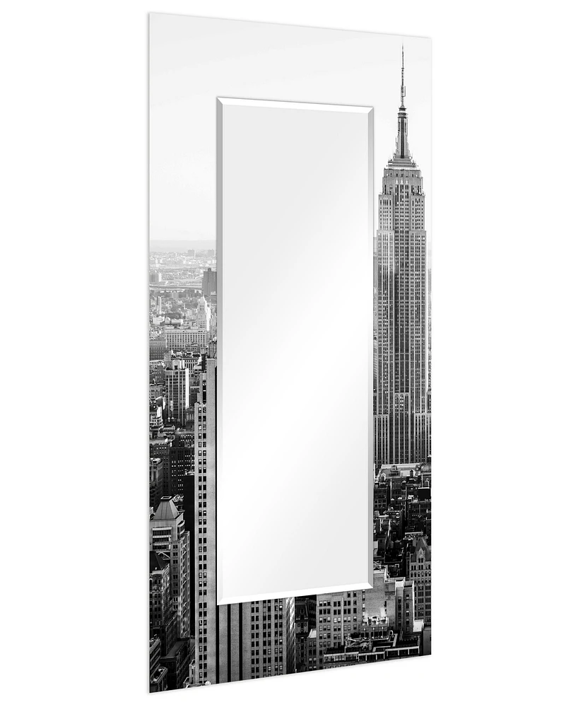 Empire Art Direct 'My N.y.' Rectangular On Free Floating Printed Tempered Art Glass Beveled Mirror, 72" x 36"