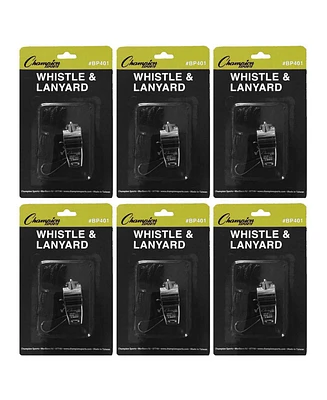 Champion Sports Metal Whistle Lanyard Pack, Set of 6