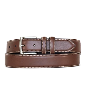 Nautica Men's Logo Inlay Ornament Leather Belt
