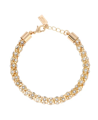 2028 Silver-Tone Crystal Stone Bracelet