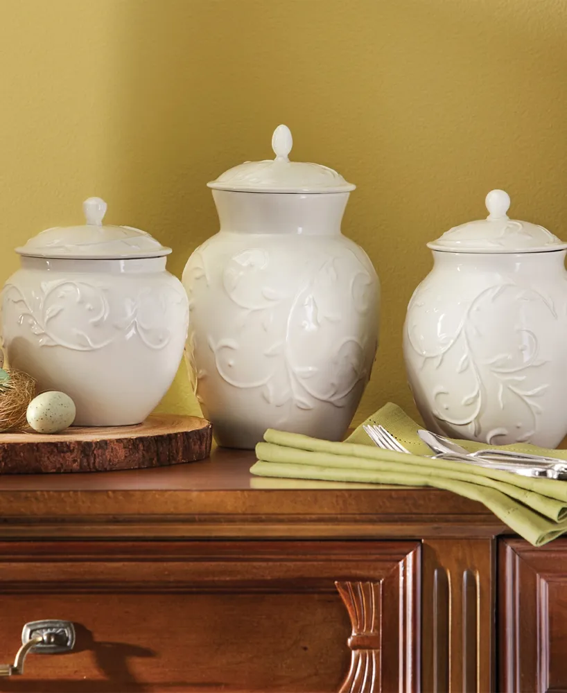 Lenox Opal Innocence Carved Set of 3 Kitchen Canisters