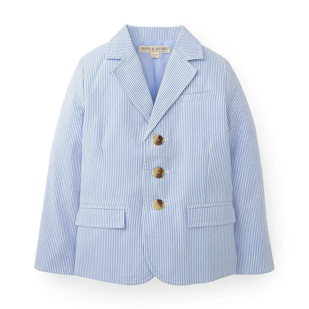 Hope & Henry Boys' Organic Seersucker Suit Jacket, Infant