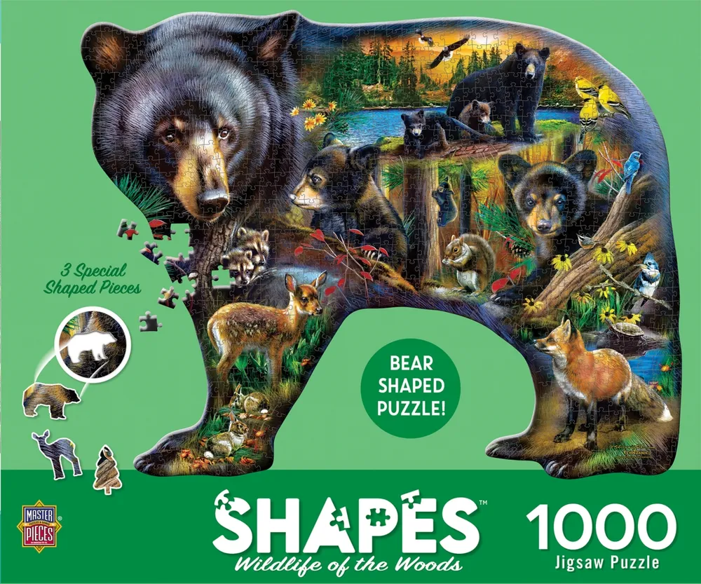 Masterpieces Contours - Wildlife of the Woods 1000 Piece Shaped Jigsaw Puzzle