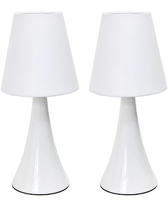 Simple Designs Valencia Colors 2 Pack Mini Touch Table Lamp Set with Fabric Shades
