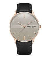 Kenneth Cole New York Men's Modern Classic Black Genuine Leather Strap Watch 42mm