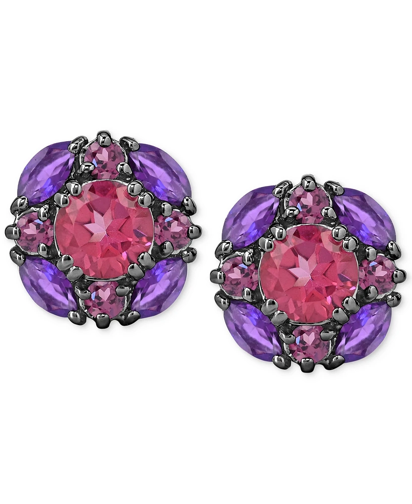Multi-Gemstone Cluster Stud Earrings (3-5/8 ct. t.w.) in Sterling Silver