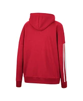 Women's Colosseum Crimson Oklahoma Sooners Serena Oversized Sleeve Striping V-Neck Pullover Hoodie