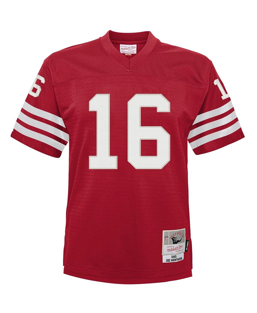Toddler Boys and Girls Mitchell & Ness Joe Montana Scarlet San Francisco 49ers 1990 Retired Legacy Jersey